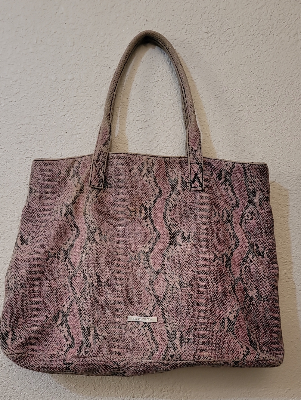 BCBGMaxAzria Pink Snake-Print Tote